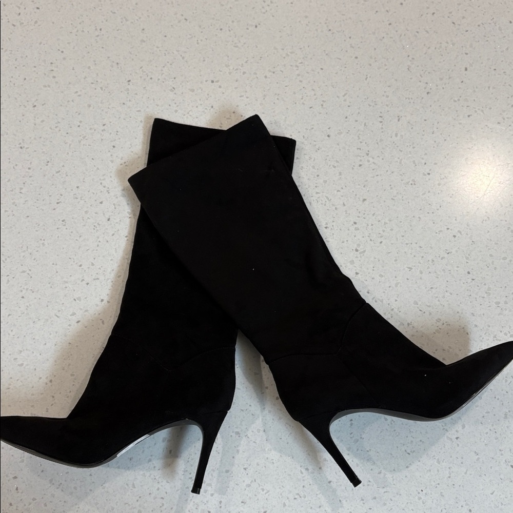 Steve Madden Black Knee-High Stiletto wide calf Boots Size 10 New - Picture 4 of 7
